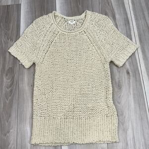 Aritzia Wilfred beige nude open weave short sleeve pullover size XXS